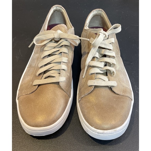 Mark Nason Shoes - Mark Nason Womens 8.5 Sneakers Gold Metallic Leather Low Top Lace Up Preppy